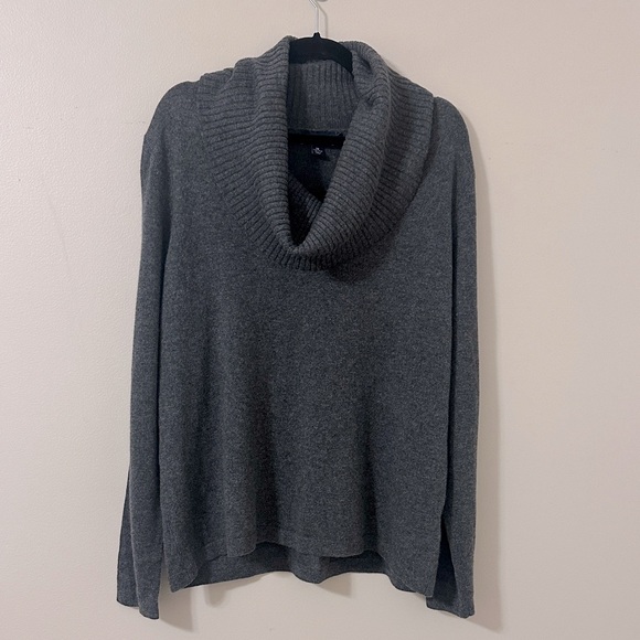 Lands’ End Womens 100% Cashmere Cowl Neck Sweater Charcoal Gray Sz 1X (16W-18W) - Picture 1 of 7